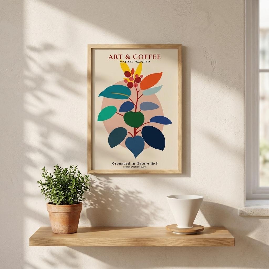 Grounded in Nature No. 2 - Matisse-Inspired Botanical Coffee Art