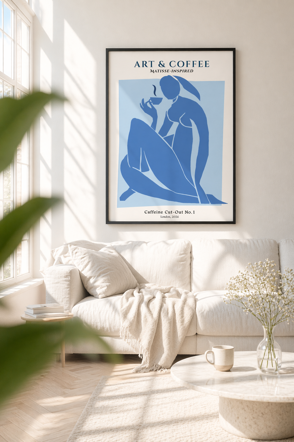 Caffeine Cut-Out No. 1 - Matisse-Inspired Cerulean Figurative Art