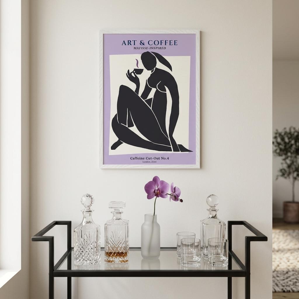 Caffeine Cut-Out No. 4 - Matisse-Inspired Lilac Figurative Art